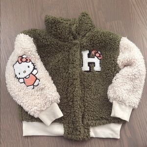 Sanrio Kids Jacket with Hello Kitty Patch - Green and Cream